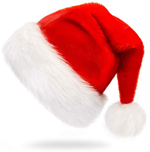 CCINEE Weihnachtsmütze, Weihnachtsmannmütze, Samt, Plüsch, roter Hut als Heimdekoration, Weihnachten, Partyzubehör