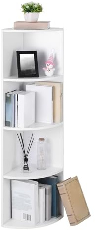 VASAGLE Eckregal mit 4 Ebenen, freistehende Aufbewahrungsregale, Bücherregal aus Holz, für Küche, Schlafzimmer, Wohnzimmer, Büro, Weiß LBC42WT