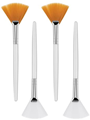 Sibba 4 X Fächerpinsel Kosmetik Maskenpinsel Weiche Gesicht Masken Pinsel Make-Up Facial Fan Brushes Kosmetikpinsel Gesichtspinsel Applikator Maske BüRsten GesichtsfäCher Applikatorpinsel für Frauen