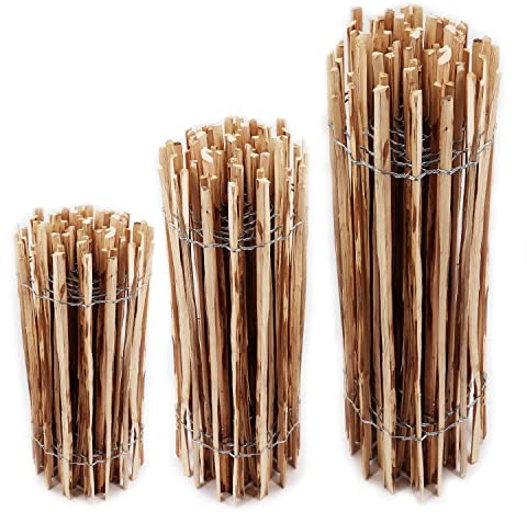 Aquagart Staketenzaun verschiedene Höhen (Haselnuss 5m x 80cm) Lattenabstand 4-6cm Gartenzaun Kastanienzaun aus Haselnuss Langlebiger Holzzaun Holz Zaun mit doppelter Drahtumspannung Rollzaun
