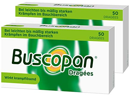 Buscopan® Dragées 2 x 50 Stück mit Butylscopolamin bei leichten bis mäßig starken Bauchschmerzen und Bauchkrämpfen