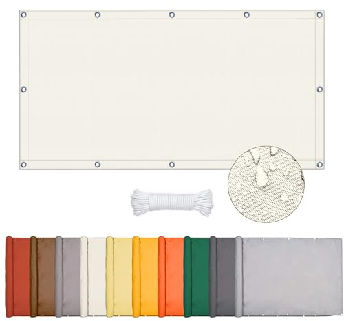 Sonnensegel Wasserdicht, Sonnensegel Rechteckig Mit Ösen, Markisenstoff UV Schutz 95%, Segeltuch Sonnenschutz Balkon Terrasse Mit Seil, Für Innenhof, Rasen, Garten, Park (Creme Farben, 1 * 2m)