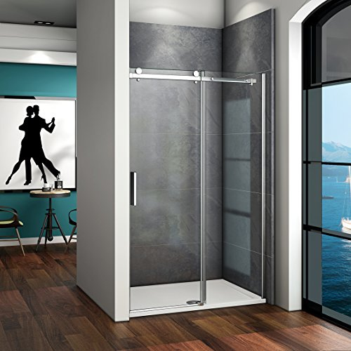 AICA 130x195cm 6mm Klarglas Dusche Duschabtrennung Duschwand Schiebetür Nischentür ohne Duschtasse