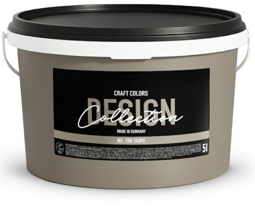 Craft Colors® 5L hochwertige Wandfarbe edelmatt, Kreidefarbe made in Germany, DESIGN Collection No. 190 Taupe