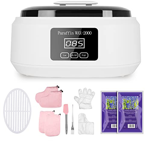 Boadw Paraffinbad für Hände und Füße, 3400ml Paraffin Wachsbad Paraffinbad Set für Trockene, Raue Hau, mit 900g Paraffinwachs und Zubehör, Tolles Spa-Geschenk- Weiß