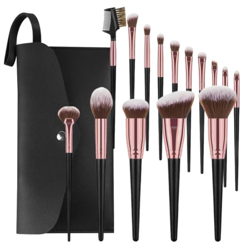 Vicloon Pinselset Makeup, 15 Stück Professionelle Pinsel Set, Premium Makeup Pinsel Set, Schminkpinsel Set, Foundation Puder Lidschatten Concealer Pinsel für Gesicht und Auge Mit Schminktasche