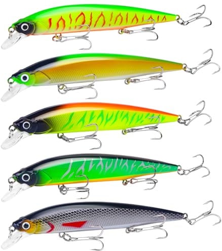 Wobbler Hecht, Hecht Köder, 14cm 18.3g, 5 Stück Zander Hech-t Wobbler Set zum Angeln auf Zander Raubfisch Hechtfang, Spezial Herings Pilker