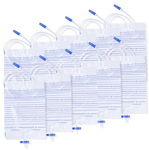 10 Stück 2000ml Urinbeutel katheterbeutel,Urindrainagebeutel, Drainagebeutel,Beinbeutel Urindrainagebeutel, Urinbeutel bei Inkontinenz,Urinbeutel mit Ventil und T-Ablass