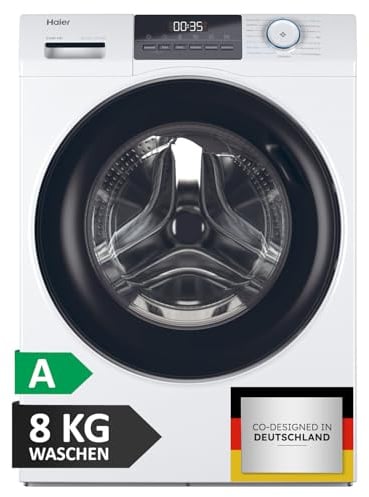 Haier Frontlader Waschmaschine 8kg I I-PRO SERIE 1 HW80-BP14929 I Washing Machine mit A-Effizienz, 1.400 U/Min. & sparsamem Inverter-Motor I Inkl. Refresh- sowie Expressprogramm und Mengenautomatik