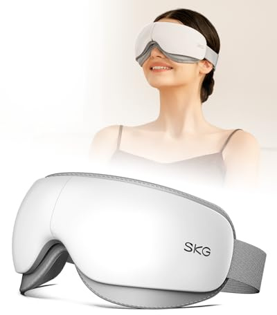SKG Faltbar Augenmassagegerät mit Wärme Vibration Bluetooth Musik, ES500 | Klappbare Schlafmaske gegen trockene Augen, Migräne & Entspannung, ideal für Reise & Arbeit, Geschenk für die Ganze Familie