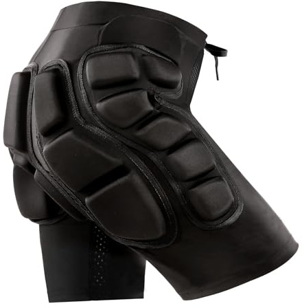 Relaxyee Protektorhose Herren Damen, 3D-Schutz Gepolsterte Kurze Hose für Snowboarding, Skaten und Skifahren, Eva Pad Protektor Hüftschutzausrüstung Shorts für Hüfte, Po und Steißbein, Schwarz, L