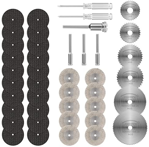 Flintronic Schneidräder, 43Pcs Sägeblatt, Kreissägeblatt , Trennscheiben Set für Dremel Zubehoer für Holz, Plastik, Aluminium und Dünnen Blech Multitool Werkzeug Repair Tool Kit, Rotationswerkzeuge