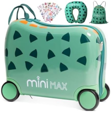 Minimax Kinderkoffer Hartschale Handgepäckkoffer Kofferset 45x36x20cm für Kinder Jungen und Mädchen 29L Kindergepäck Handgepäck Trolley Hartschalenkoffer für Easyjet 45x36x20 mit 4 Rädern Dinosaurier