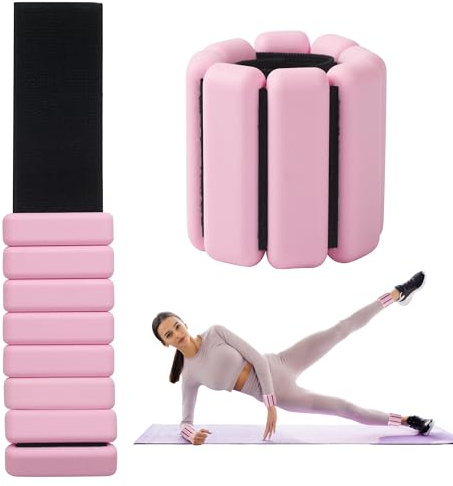 2 Stück Handgelenkgewichte Knöchelgewichte Set Gewichtsmanschetten Ankle Weights Handgelenk Gewichte für Yoga,Tanz,Barre,Pilates,Cardio,Aerobic,Walking,Gehen,Joggen (rosa)