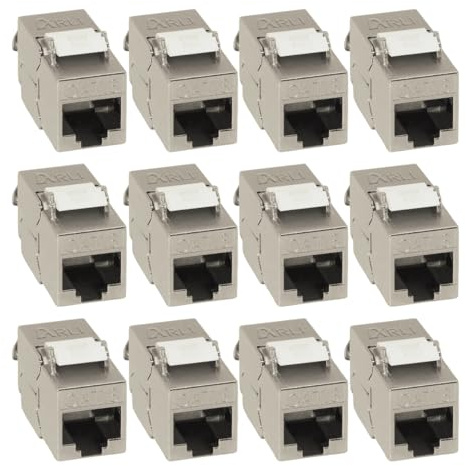 ARLI Cat8 Keystone 12 Cat.8.1 Keystone Jack RJ45 Buchse Modul 2000 MHz 40Gbit vollgeschirmt werkzeuglos für cat 8.1 STP Netzwerkkabel Einbaubuchse Patchpanel Verlegekabel Patchfeld Ethernet Anschluss
