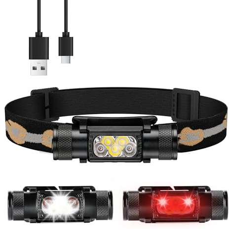 Sofirn H05B/H35B Stirnlampe mit Rotlicht - Adventure Light Stirnlampe Led Wiederaufladbar, Weiß Rot Wasserdicht Kopflampe Helmlampe, Leicht Langlebig Kopflicht für Joggen Camping, Gassi Gehen, Angeln