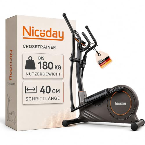 Niceday Crosstrainer für Zuhause 182 kg belastbar 47 cm Schrittlänge stabil
