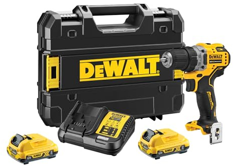 DEWALT Bürstenloser 12V XR Kompakt-Bohrschrauber, DCD701D2-QW | 12V XR bürstenlos mit kompaktem Design, 15 Drehmomenteinstellungen und 2 Akkus mit 2 Ah.