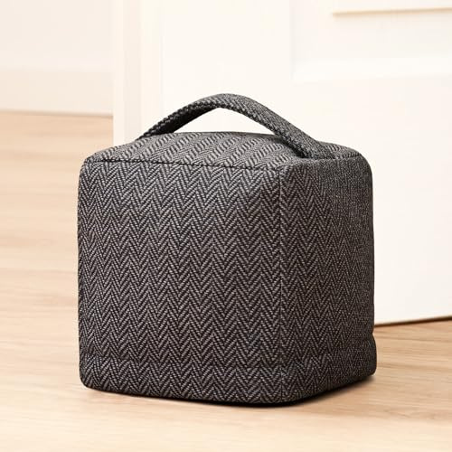 Praknu Türstopper Boden Sack - Extra schwer 1Kg (12cm Hoch) - Rutschfester Tür Stopper mit Waschbarem Bezug, Tragegriff - Door Stopper für Haus & Büro - Bodentürstopper Stoff - Door Stop (Grau)