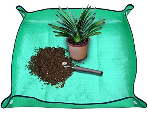 SisBroo Faltbare Pflanzen-Umtopfmatte, wasserdicht, für drinnen und draußen, Gartenmatte, 68,1 x 68,1 cm, Grün