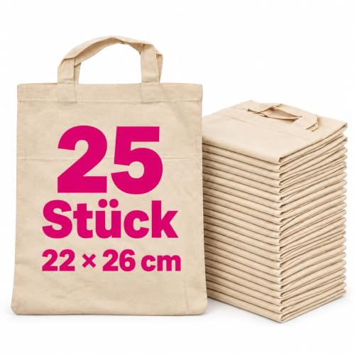 HLKauf Baumwolltasche 38x42cm | 26x32cm Stoffbeutel Unbedruckt 5er | 10er | 25er Pack – Jutebeutel Stoffbeutel Apotheker Taschen zum Bemalen kurze/lange Henkel