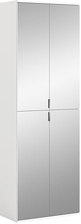 xonox.home - Spiegelschrank Projekt X 61x193x34 cm in weiß Hochglanz und weiß - Hochschrank mit Spiegel breiter Schrank Garderobenschrank Flurschrank - multifunktional und erweiterbar