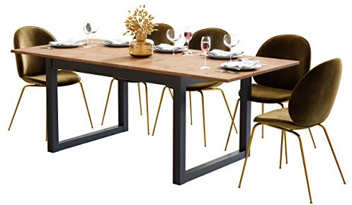 Newfurn Esstisch ausziehbar 160-200 cm inkl. Tischplatte Anthrazit Wildeiche Esszimmertisch Vintage Industrial - 160x75x90 cm (BxHxT) - Tisch Küchentisch Speisetisch - Esszimmer