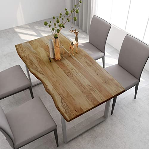 Hommdiy Akazienholz Massiv Esstisch Industrial Baumkante Baumstamm Küchentisch Esszimmertisch Speisetisch Tisch Esszimmer Küche 160x80x76cm
