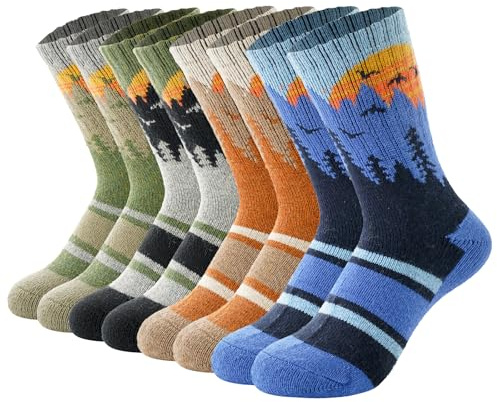 BISOUSOX Kinder Merino Wollsocken Wandersocken Thermosocken für Mädchen Winter Warme Dicke Socken für Wandern Ski 4 Paare Geschenk für Jungen