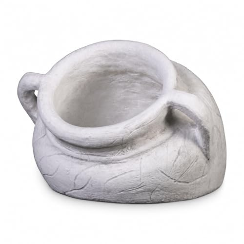 gartendekoparadies.de liegende Amphore, Blumentopf aus Steinguss, H 28 cm, Öffnung Ø 20 cm, Volumen ca. 6,5 l, 17 kg, frostbeständig bis -30 °C, Grau, Pflanzgefäß als Gartendeko