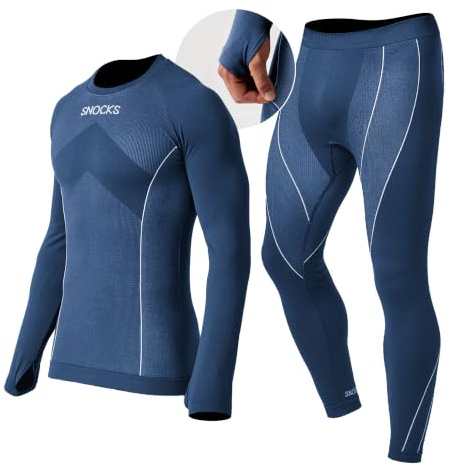 Snocks Thermounterwäsche Herren, extra warm & atmungsaktiv | mit Daumenloch, enganliegend, schnelltrocknend, Skiunterwäsche, Funktionsunterwäsche, Gr. S-3XL