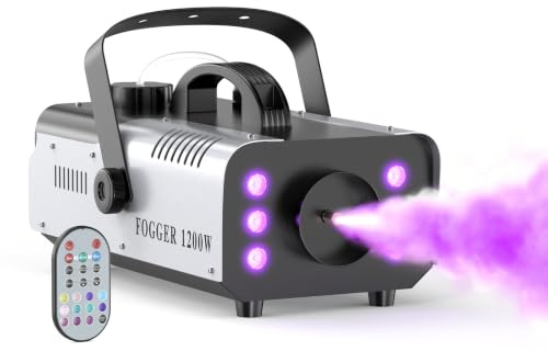 Nebelmaschine, 1200W Rauchmaschinen mit Kabelloser Fernbedienung 6 RGB-LEDs Licht Smoke Machine für DJs Party Halloween Hochzeit Bühne Weihnachten & Bühnenauftritte