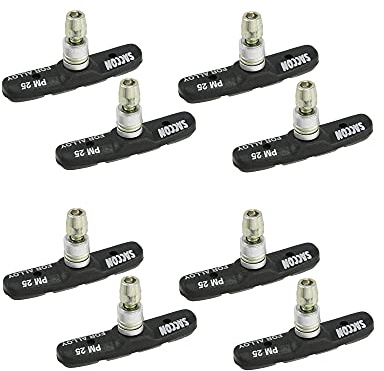 P4B | 4 Paar Bremsschuhe für V-Brake - 70 mm | Modell PM25 | Fahrrad Bremsbeläge mit Bolzen, symmetrischem Gewinde und Befestigungsmaterial (4 Paar = 8 Stück)