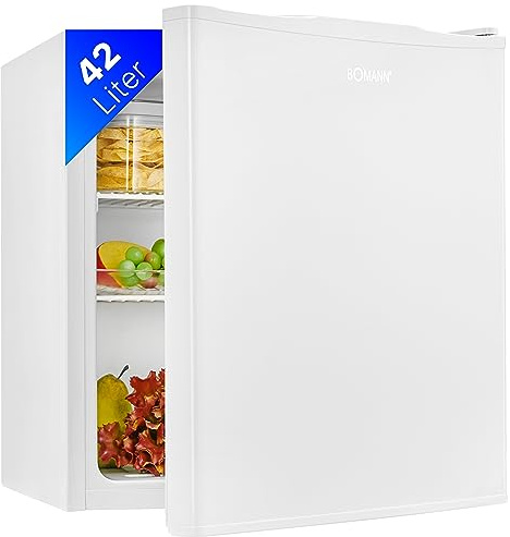 Bomann® Mini Kühlschrank 42 Liter | Getränkekühlschrank klein für Büro, Camping und Gaming | kleiner Kühlschrank leise 39 dB | Minibar mit wechselbarem Türanschlag | 51x45x45 cm | KB 7346 weiß