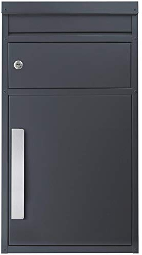 Paket-Briefkasten anthrazit-grau (RAL 7016) SafePost 45M Design-Paketkasten modern für alle Paketdienste Paketbox mit Briefkasten Standbriefkasten >
