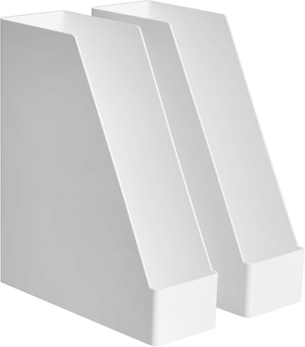 Amazon Basics Rechteckig, 2 Stück, Kunststoff-Organizer, Zeitschriftenhalter, 2 Pack, Weiß