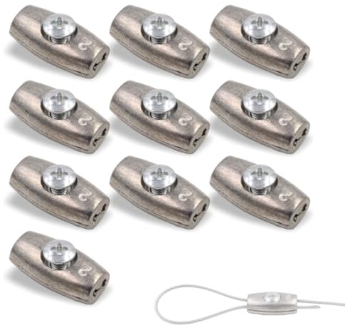 10x EIFORM Seilklemmen - Drahtseilklemme zum Schrauben, für Drahtseile von Ø1,5mm bis Ø2,0mm | Zinkdruckguss