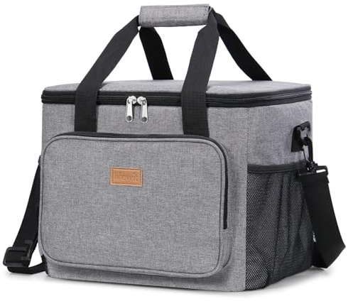 Lifewit 24L 40 Dosen Kühltasche klein unterwegs, Isolierte Cooler Bag Lunchtasche faltbar für Herren und Damen, wasserdichte Thermotasche Umhänge für Essen, Bier, Arbeit, Strand, Reise, Grau