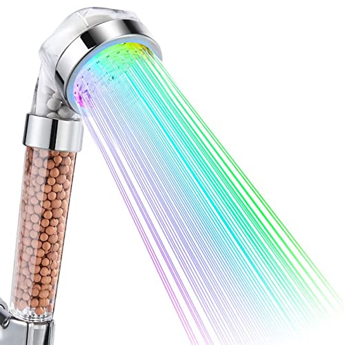 innislink LED-Handbrause, 7 Farben, LED, Hochdruck, wassersparend, Sprühflasche, doppelter Anti-Chlor-Filter