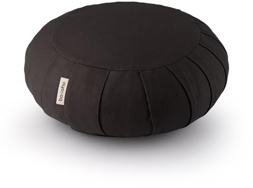 basaho CLASSIC Zafu Meditationskissen Yogakissen | Bio-Baumwolle | Buchweizenschalen | Abnehmbarer und waschbarer Bezug (Zen Schwarz)