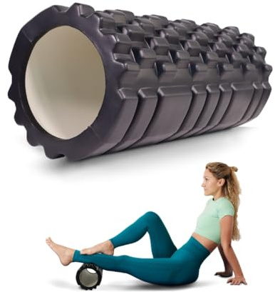 Mobiclinic®, Faszienrolle, Fitroller, Schaumstoff und eva, 14x33 cm, Pilates, Yoga, Dehnübungen, Tragbar, Multifunktional, Für den gesamten körper, Massageroller, 3 intensitätsstufen (Schwarz)