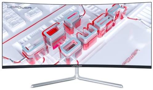 LC-Power LC-M34-UWQHD-100-C-V3 Gaming Monitor 34 Curved Ultra WQHD Display 21:9, 100Hz, 1500R, Adaptive Sync, VA, 1*HDMI, DP, DVI,AUX, schwarz weiß