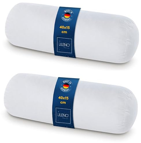 LILENO HOME Microfaser Nackenrolle 15x40 cm [2er Set] bis 95 Grad waschbar - Kopfkissen 15x40 cm als Kissen-Füllung für Bett oder als Deko-Kissen - Sofakissen & Zierkissen