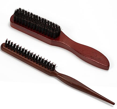 2 Wildschweinborsten Bürste Haarbürste, Sleek Bun Bürste, Teasing Hair Brush Toupierbürste Bristle Brush Haare Naturhaarbürste für Haar Bart
