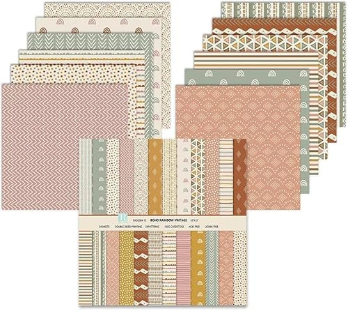 Oriental riverkit 24 Blatt Scrapbook Papier, Boho Bastelpapier Muster (A) | Doppelseitiges Scrapbook Papier, 30,5 x 30,5 cm, Muster Papier, Dekorpapier Set für DIY Fotoalbum und Scrapbook Dekoration