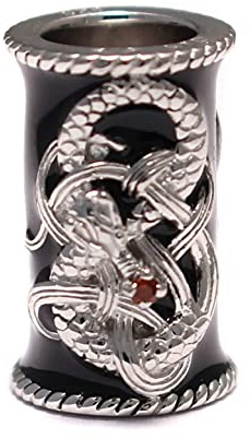 loveyourdiamonds Bartperle 925 Sterling Silber, Haarperle mit Granat Stein, dreadlock bead Haarschmuck, beard bead Edelstein, Haar Perle