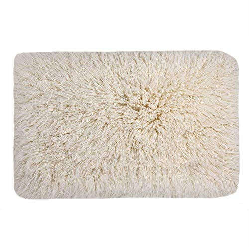 Theko | Flokati Teppich aus 100% Schurwolle nachhaltiger Teppich FLOKOS XXL | handgewebt | Farbe: Natur | 90x160 cm