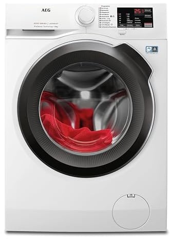 AEG Waschmaschine 8 kg, Serie 6000 ProSense: Mengenautomatik für automatische Anpassung von Waschdauer & Energieverbrauch, Startzeitvorwahl, Nachlegefunktion, Vollwasserschutz, 1400 U/min, L6AMZ48FL