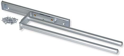 Emuca - Ausziehbarer Handtuchhalter mit 2 Armig, handtuchauszug küche oder bad aus matt eloxiertem Aluminium, Länge 440mm