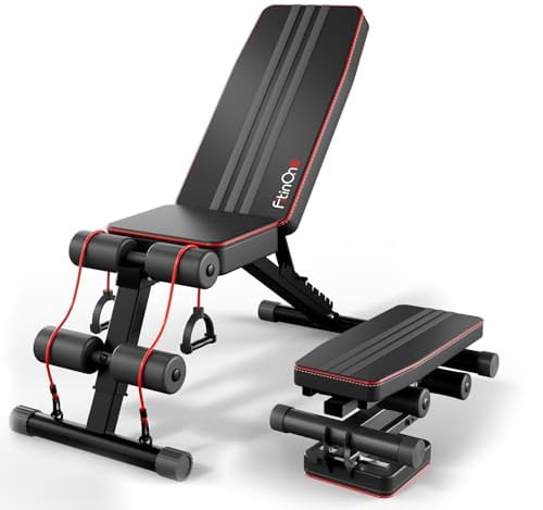 FitinOne Hantelbank Klappbar Verstellbar, Multifunktions Trainingsbank Schrägbank für Ganzkörper-workout, 6 in 1 Fitnessbank für zu Hause oder im Fitnessstudio, 300kg Gewichtskapazität